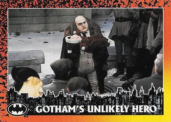 1992 O-Pee-Chee Batman Returns #34 Gotham's Unlikely Hero Front