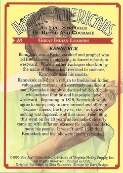 1995 Bon Air Native Americans: An Epic Struggle of Blood and Courage (Hobby Version) #46 Kennekuk Back