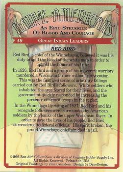 1995 Bon Air Native Americans: An Epic Struggle of Blood and Courage (Hobby Version) #49 Red Bird Back