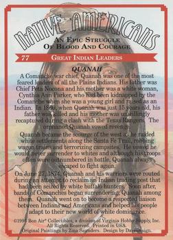 1995 Bon Air Native Americans: An Epic Struggle of Blood and Courage (Hobby Version) - Non UV-coated #77 Quanah Back