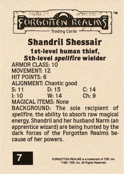 1991 TSR Advanced Dungeons & Dragons - Silver #7 Shandril Shessair Back