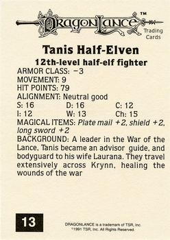1991 TSR Advanced Dungeons & Dragons - Silver #13 Tanis Half-Elven Back