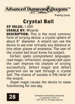 1991 TSR Advanced Dungeons & Dragons - Silver #28 Crystal Ball Back