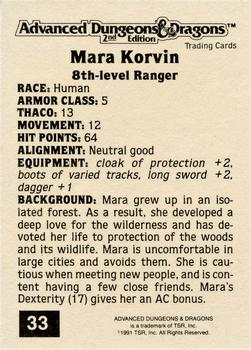 1991 TSR Advanced Dungeons & Dragons - Silver #33 Mara Korvin Back