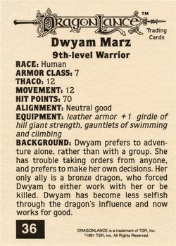 1991 TSR Advanced Dungeons & Dragons - Silver #36 Dwyam Marz Back