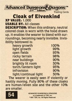 1991 TSR Advanced Dungeons & Dragons - Silver #54 Cloak of Elvenkind Back