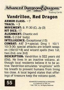 1991 TSR Advanced Dungeons & Dragons - Silver #55 Vandrillon, Red Dragon Back