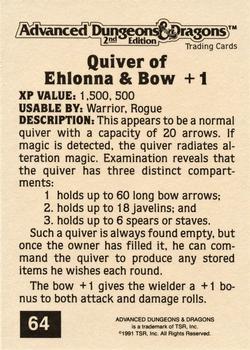 1991 TSR Advanced Dungeons & Dragons - Silver #64 Quiver of Ehlonna & Bow +1 Back
