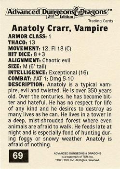 1991 TSR Advanced Dungeons & Dragons - Silver #69 Anatoly Crarr, Vampire Back