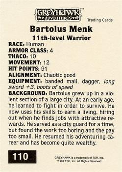1991 TSR Advanced Dungeons & Dragons - Silver #110 Bartolus Menk Back