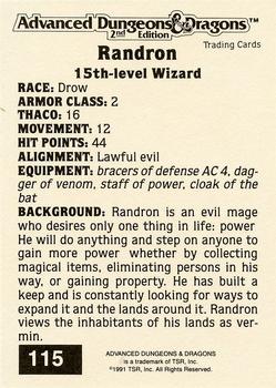 1991 TSR Advanced Dungeons & Dragons - Silver #115 Randron Back