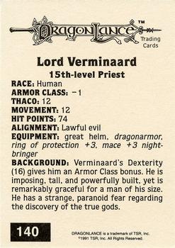 1991 TSR Advanced Dungeons & Dragons - Silver #140 Lord Verminaard Back