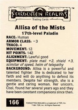 1991 TSR Advanced Dungeons & Dragons - Silver #166 Allisa of the Mists Back