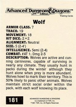 1991 TSR Advanced Dungeons & Dragons - Silver #181 Wolf Back