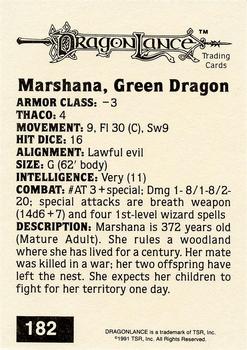 1991 TSR Advanced Dungeons & Dragons - Silver #182 Marshana, Green Dragon Back
