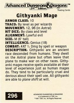 1991 TSR Advanced Dungeons & Dragons - Silver #296 Githyanki Mage Back