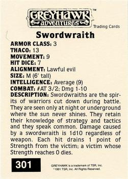 1991 TSR Advanced Dungeons & Dragons - Silver #301 Swordwraith Back