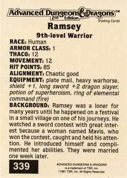 1991 TSR Advanced Dungeons & Dragons - Silver #339 Ramsey Back