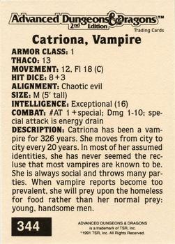 1991 TSR Advanced Dungeons & Dragons - Silver #344 Catriona, Vampire Back