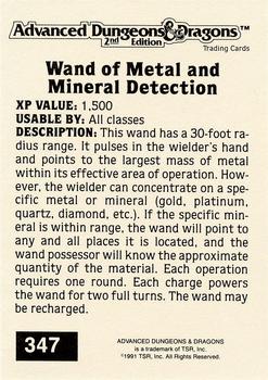 1991 TSR Advanced Dungeons & Dragons - Silver #347 Wand of Metal and Mineral Detection Back