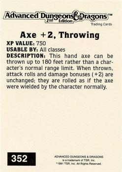 1991 TSR Advanced Dungeons & Dragons - Silver #352 Axe +2, Throwing Back
