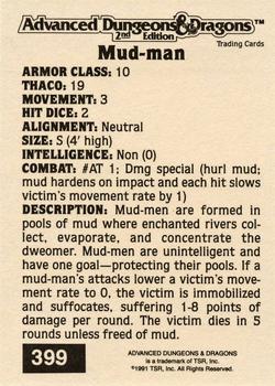 1991 TSR Advanced Dungeons & Dragons - Silver #399 Mud-man Back