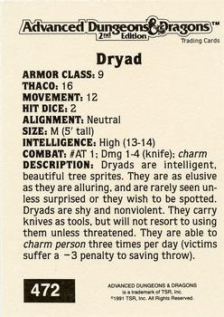1991 TSR Advanced Dungeons & Dragons - Silver #472 Dryad Back
