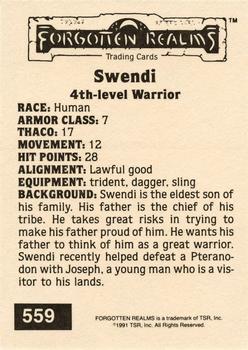 1991 TSR Advanced Dungeons & Dragons - Silver #559 Swendi Back