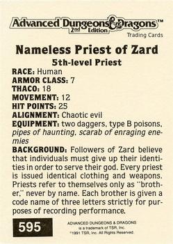 1991 TSR Advanced Dungeons & Dragons - Silver #595 Nameless Priest of Zard Back