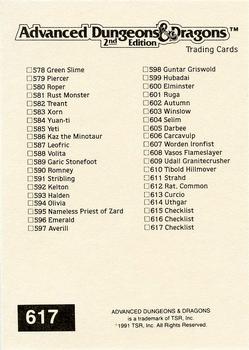 1991 TSR Advanced Dungeons & Dragons - Silver #617 Checklist 15 -- 578-617 Back