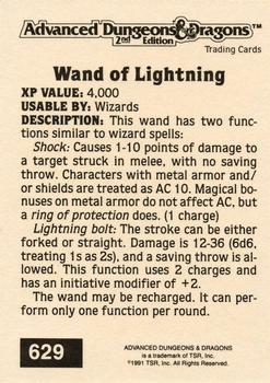 1991 TSR Advanced Dungeons & Dragons - Silver #629 Wand of Lightning Back