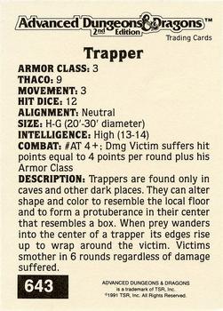 1991 TSR Advanced Dungeons & Dragons - Silver #643 Trapper Back