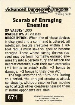 1991 TSR Advanced Dungeons & Dragons - Silver #671 Scarab of Enraging Enemies Back