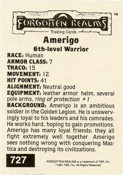 1991 TSR Advanced Dungeons & Dragons - Silver #727 Amerigo Back