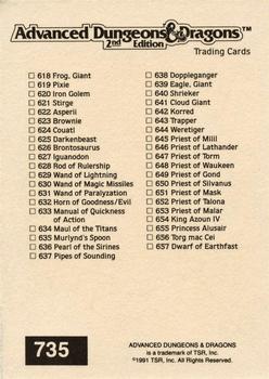 1991 TSR Advanced Dungeons & Dragons - Silver #735 Checklist 16 -- 618-657 Back