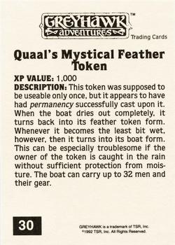 1992 TSR Advanced Dungeons & Dragons #30 Quaal's Mystical Feather Token Back