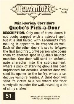 1992 TSR Advanced Dungeons & Dragons #51 Quebe's Pick-a-Door Back