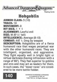 1992 TSR Advanced Dungeons & Dragons #140 Hobgoblin Back