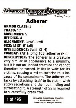 1993 TSR Advanced Dungeons & Dragons 2nd Edition #1 Adherer Back