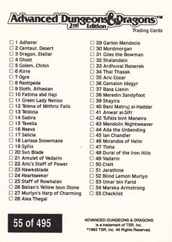 1993 TSR Advanced Dungeons & Dragons 2nd Edition #55 Checklist 1-55 Back