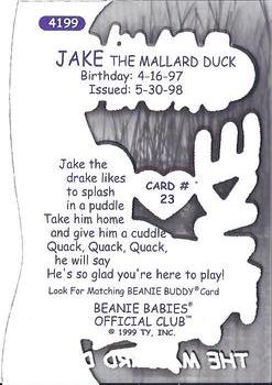 1999 Ty Beanie Babies III #23 Jake the Mallard Duck Baby Back