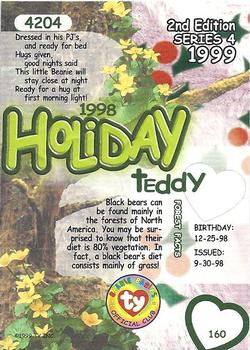 1999 Ty Beanie Babies IV #160 '98 Holiday Teddy [rare] Back