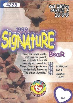 1999 Ty Beanie Babies IV #161 '99 Signature Bear Back