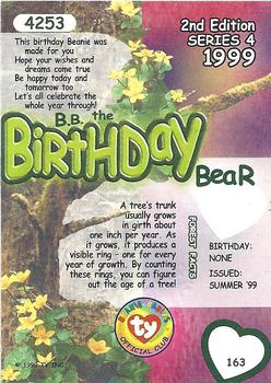 1999 Ty Beanie Babies IV #163 Birthday Bear Back