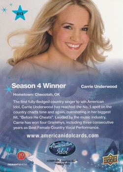 2009 Upper Deck American Idol Season 8 #013 Carrie Underwood Back