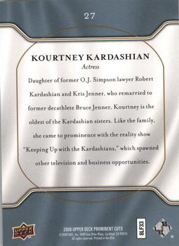 2009 Upper Deck Prominent Cuts #27 Kourtney Kardashian Back