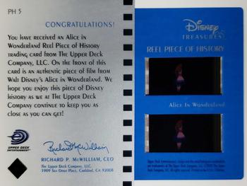 2003 Upper Deck Disney Treasures - Reel Pieces of History #PH5 Alice in Wonderland Back