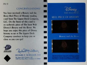 2003 Upper Deck Disney Treasures - Reel Pieces of History #PH9 Beauty and the Beast Back