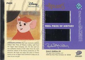 2003 Upper Deck Disney Treasures - Reel Pieces of History #PH22 The Rescuers Back