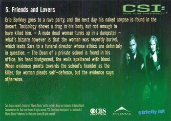 2003 Strictly Ink CSI Series 1 #5 Friends and Lovers Back